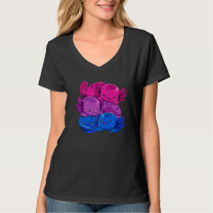Bisexual Axolotl Pile Bi Pride Flag Lgbtq Gay Prid T-Shirt