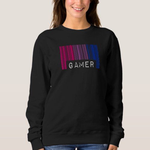Bisexual Barcode Pride Gamer Nerd Queer Aesthetic  Sweatshirt