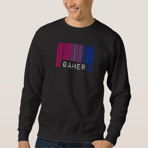 Bisexual Barcode Pride Gamer Nerd Queer Aesthetic  Sweatshirt