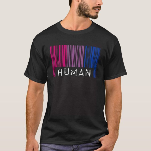 Bisexual Barcode Pride Human Queer Aesthetic LGBTQ T-Shirt (Front)