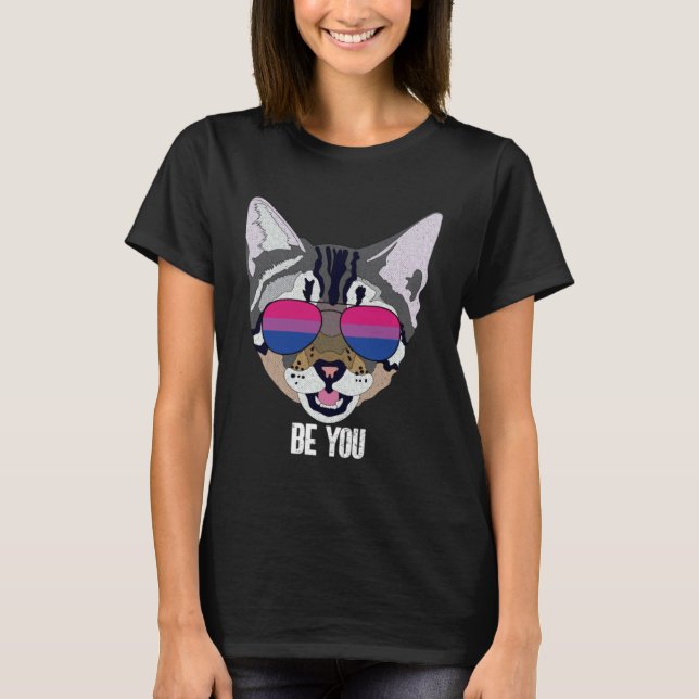 Bisexual Be You Bi Pride Cat T-Shirt (Front)