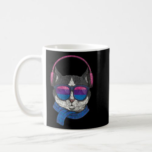 Bisexual Bi Pride Flag Cat Vintage Sun Glasses 1  Coffee Mug