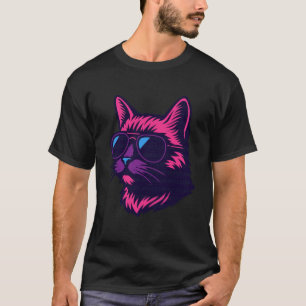 Bisexual Bi Pride Flag Colors Cat Vintage Sun Glas T-Shirt