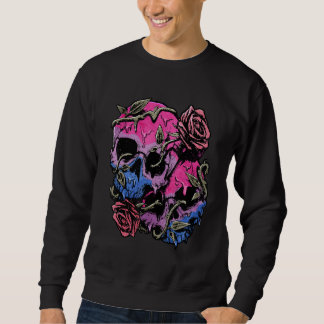Bisexual Bi Pride Flag Gothic Skull Sweatshirt