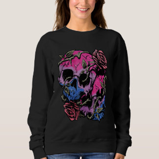 Bisexual Bi Pride Flag Gothic Skull Sweatshirt