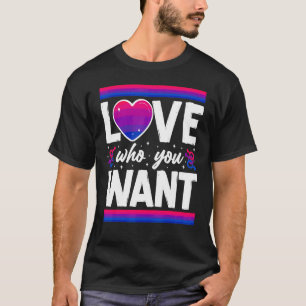 Bisexual Bi Pride Flag Heart Love Who You Want T-Shirt