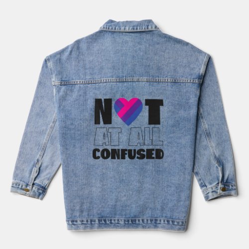 Bisexual Bi Pride Flag Heart Not At All Confused 1 Denim Jacket