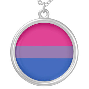 Bisexual Bi Pride Flag Silver Plated Necklace