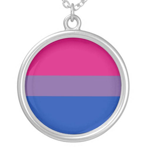 Bisexual Bi Pride Flag Silver Plated Necklace