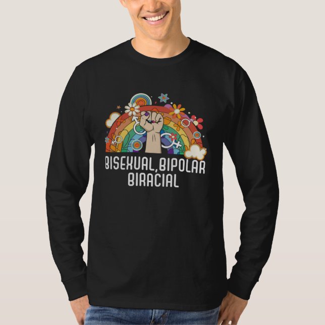 Bisexual Bipolar Biracial Rainbow Pride Bisexualit T-Shirt (Front)