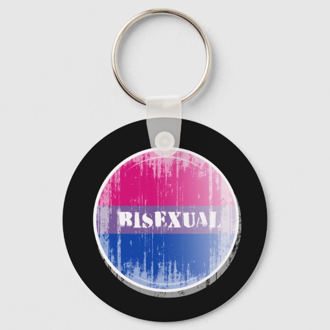 Bisexual Button distressed.png Keychain (Front)
