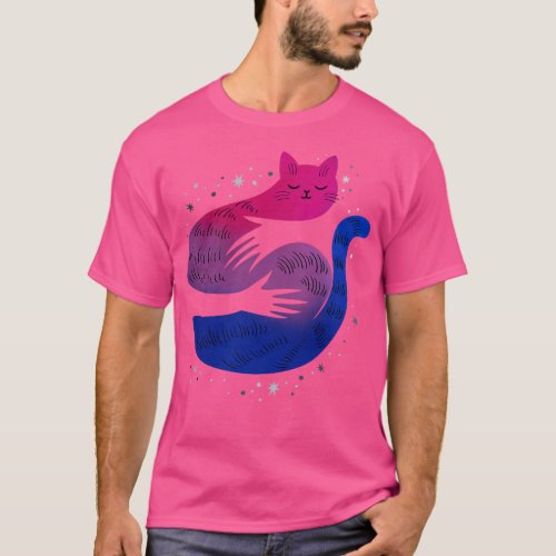 Bisexual Cat Hug LGBT Pride Flag T_Shirt