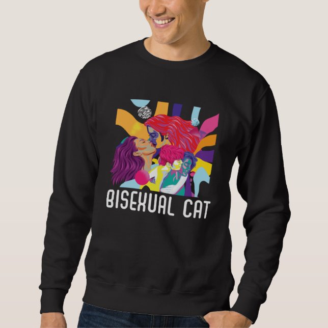 Bisexual Cat Owner Rainbow Pride Bisexuality LGBTQ Sweatshirt (Front)