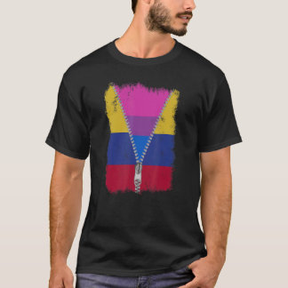 Bisexual Colombia Flag Zip Colombian Lgbt Pride T-Shirt