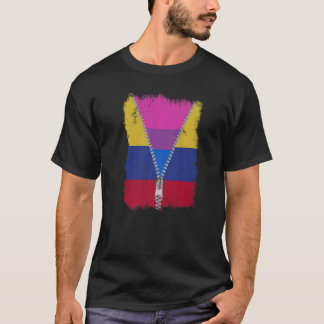 Bisexual Colombia Flag Zip Colombian Lgbt Pride T-Shirt