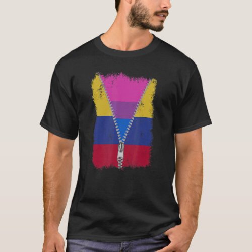   Bisexual Colombia Flag Zip Colombian Lgbt Pride T_Shirt