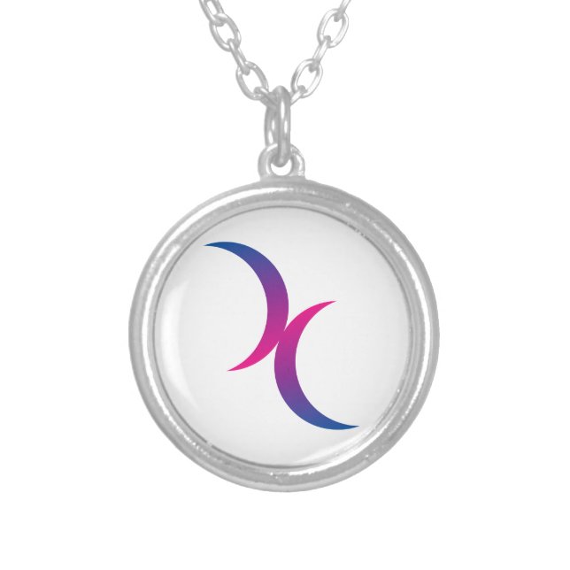 Bisexual double moons silver plated necklace (Front)