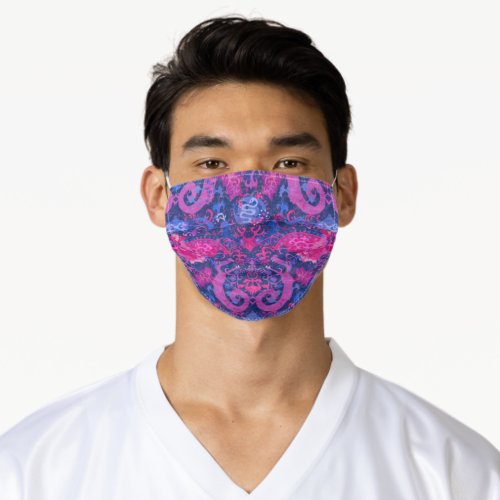 Bisexual Dragon Damask _ Bi Pride Flag Colors Adult Cloth Face Mask