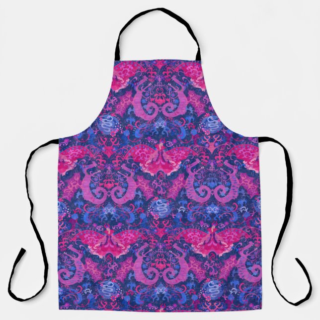 Bisexual Dragon Damask - Bi Pride Flag Colors Apron (Front)