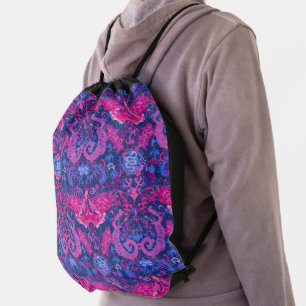 Bisexual Dragon Damask - Bi Pride Flag Colors Drawstring Bag