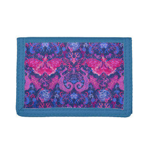Bisexual Dragon Damask - Bi Pride Flag Colors Tri-fold Wallet