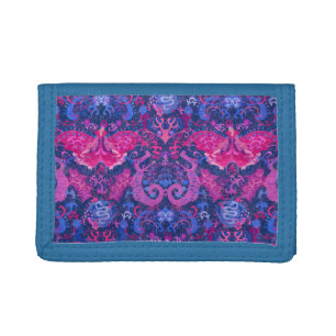 Bisexual Dragon Damask - Bi Pride Flag Colors Trifold Wallet