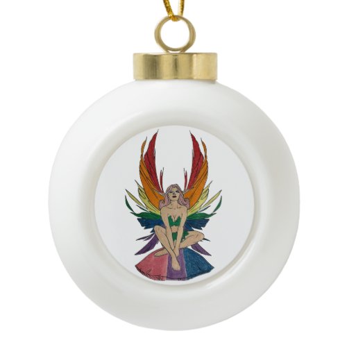 Bisexual Faerie Ceramic Ball Christmas Ornament