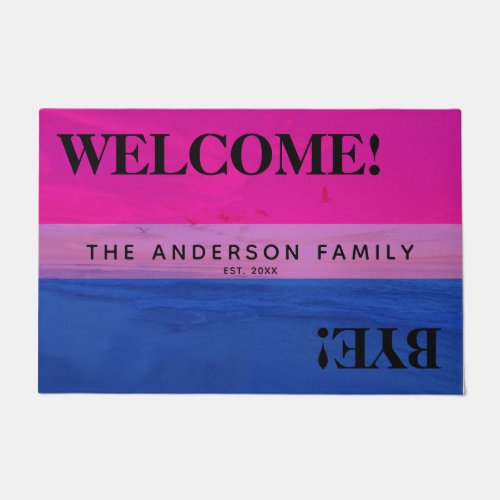 Bisexual Flag Beach Personalized Welcome Doormat