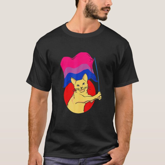 Bisexual Flag Cat Nonbinary Love T-Shirt (Front)
