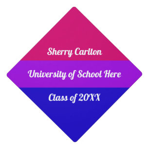 Bisexual Flag Cute Monogram Graduation Cap Topper