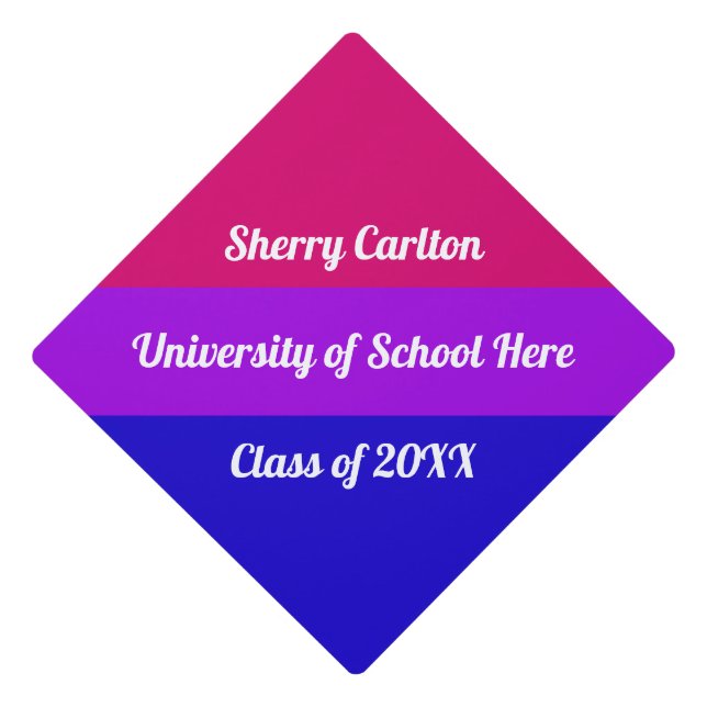 Bisexual Flag Cute Monogram Graduation Cap Topper (Front)