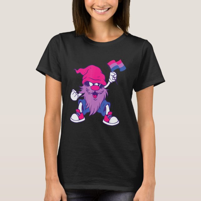 Bisexual Flag Gnome Heart Bi LGBTQ Bisexual Pride  T-Shirt (Front)