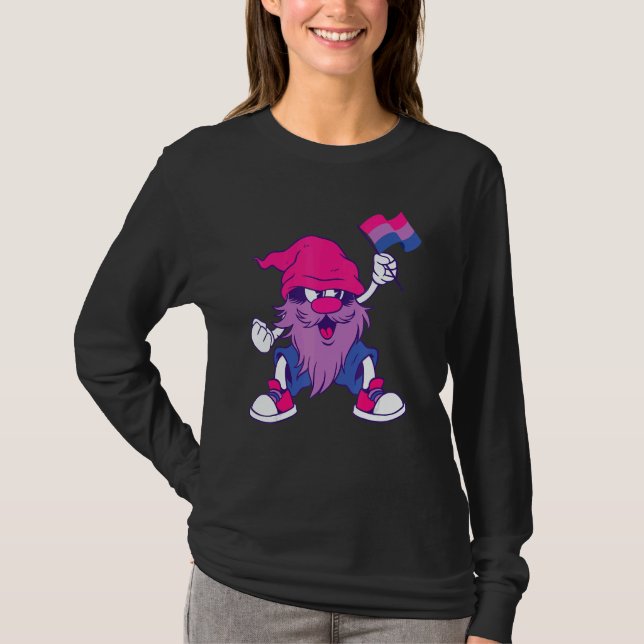 Bisexual Flag Gnome Heart Bi LGBTQ Bisexual Pride  T-Shirt (Front)