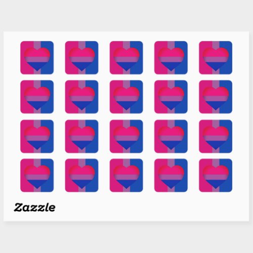 Bisexual Flag Heart  Pride community gender flag Square Sticker