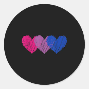 Bisexual Flag Hearts Love LGBT Bi Pride Classic Round Sticker