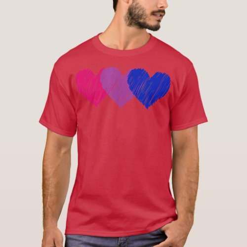 Bisexual Flag Hearts Love LGBT Bi Pride Co T_Shirt