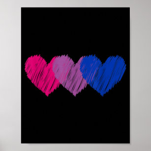Bisexual Flag Hearts Love LGBT Bi Pride Poster