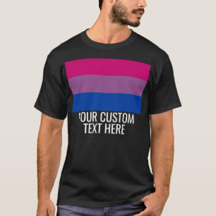 Bisexual Flag LGBT Custom Text Black T-Shirt