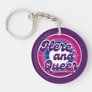 Bisexual Flag - LGBTQ: Here and Queer Keychain
