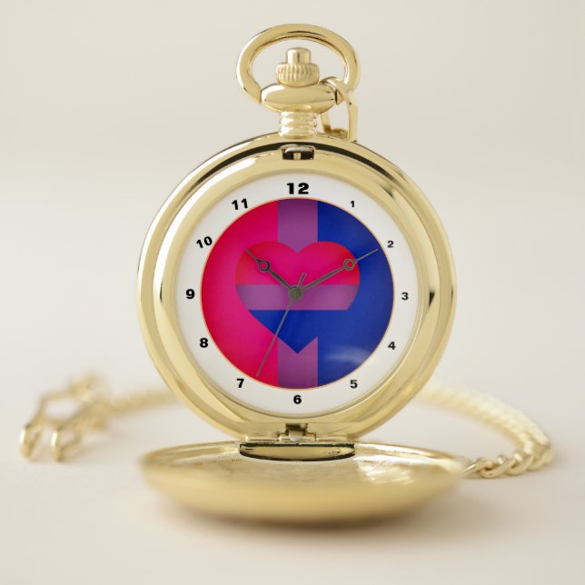 Bisexual Flag & Pride community / gender flag Pocket Watch (Inside)