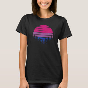 Bisexual Flag Retro Sunset Lgbt Bi Pride Support T-Shirt