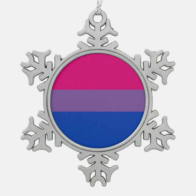 Bisexual flag snowflake pewter christmas ornament (Front)