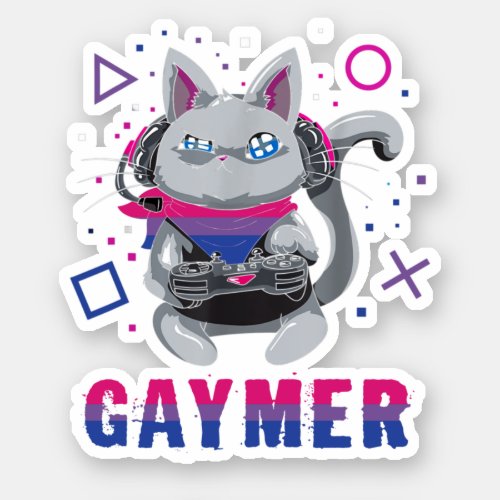 Bisexual Gaymer Geek Pride Lesbian Trans Gift Cat  Sticker