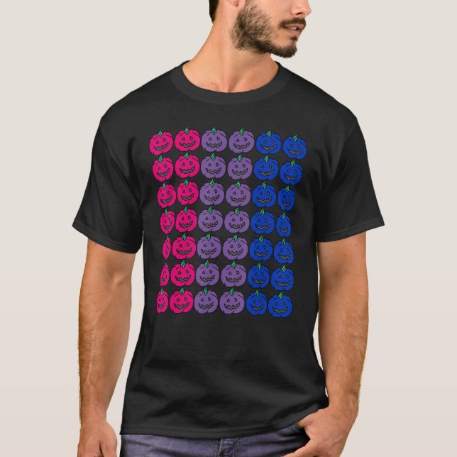 Bisexual Halloween Pumpkin   Lgbtq For Gay Bi Hall T-Shirt (Front)
