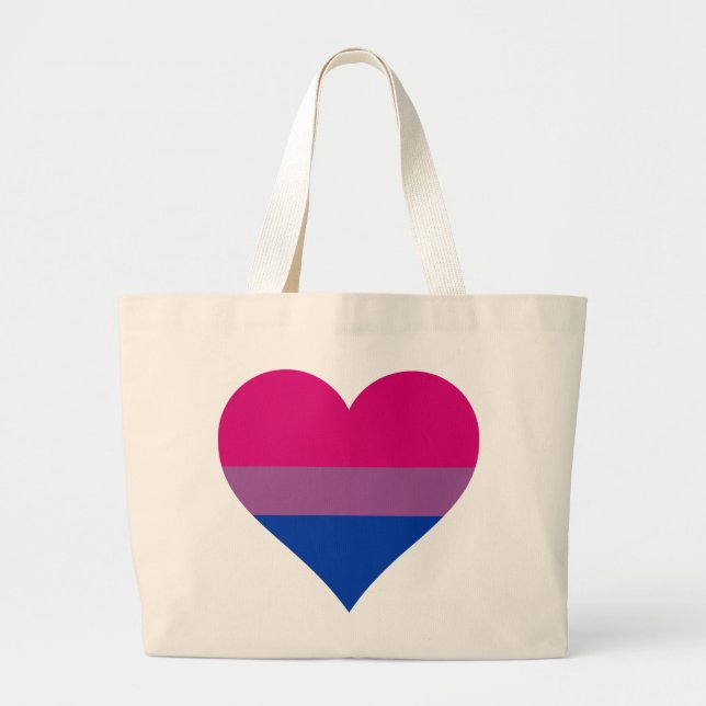 Bisexual Heart LGBTQ Pride Flag Large Tote Bag (Front)