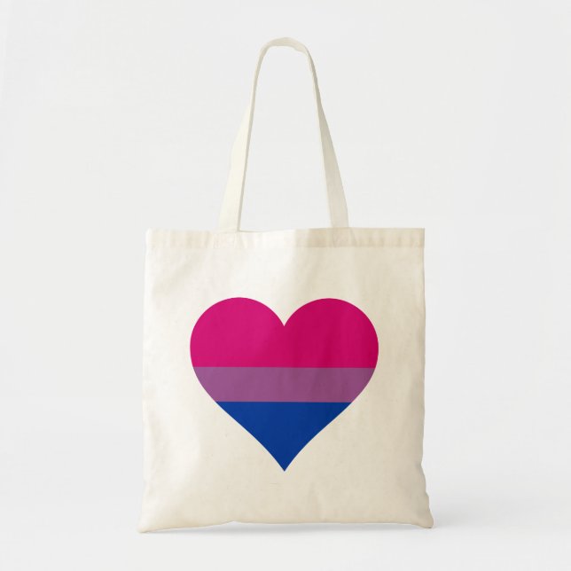 Bisexual Heart LGBTQ Pride Flag Tote Bag (Front)