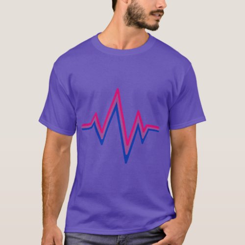 Bisexual Heartbeat Bi Flag Colors LGBT Pride LGBTQ T_Shirt