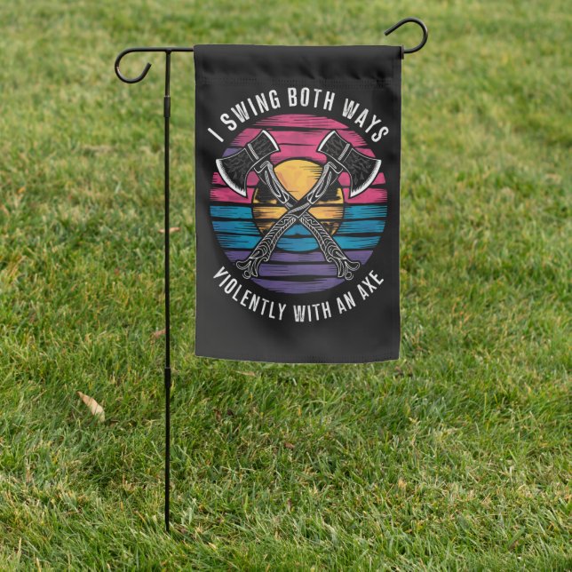 Bisexual I Swing Both Ways Axe Funny Bi Pride Flag (In SItu)