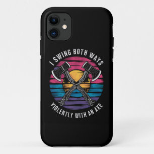 Bisexual I Swing Both Ways Axe Funny Bi Pride Flag iPhone 11 Case