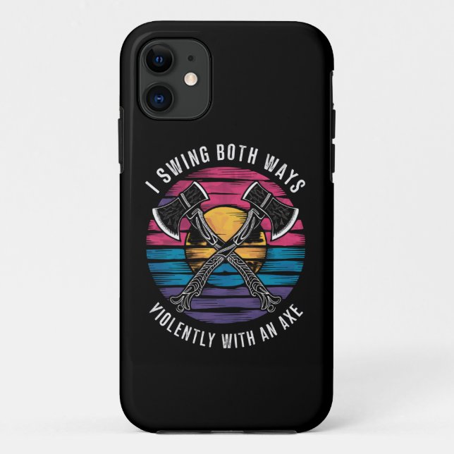 Bisexual I Swing Both Ways Axe Funny Bi Pride Flag Case-Mate iPhone Case (Back)